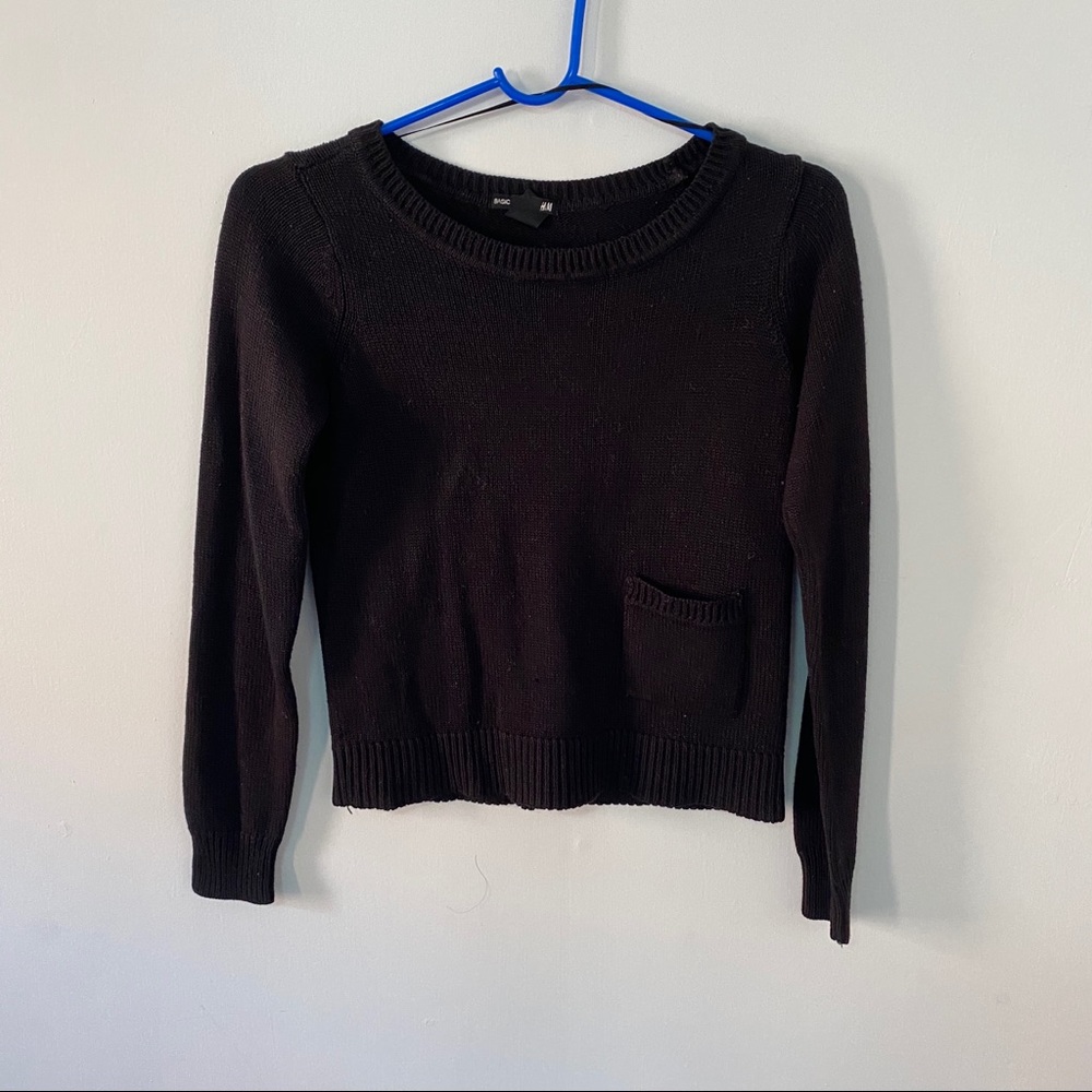 H&M black pocket ribbed sweater